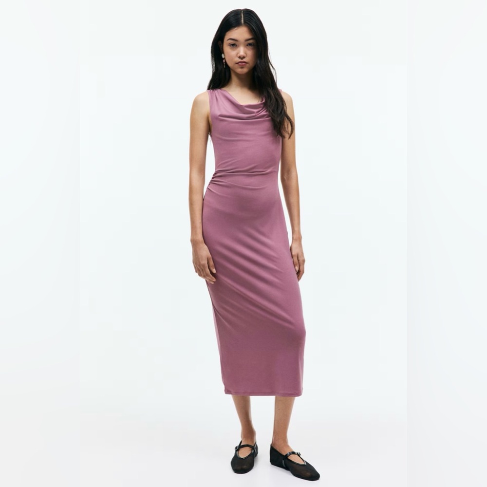 Elegant Mauve Midi Sleeveless Dress